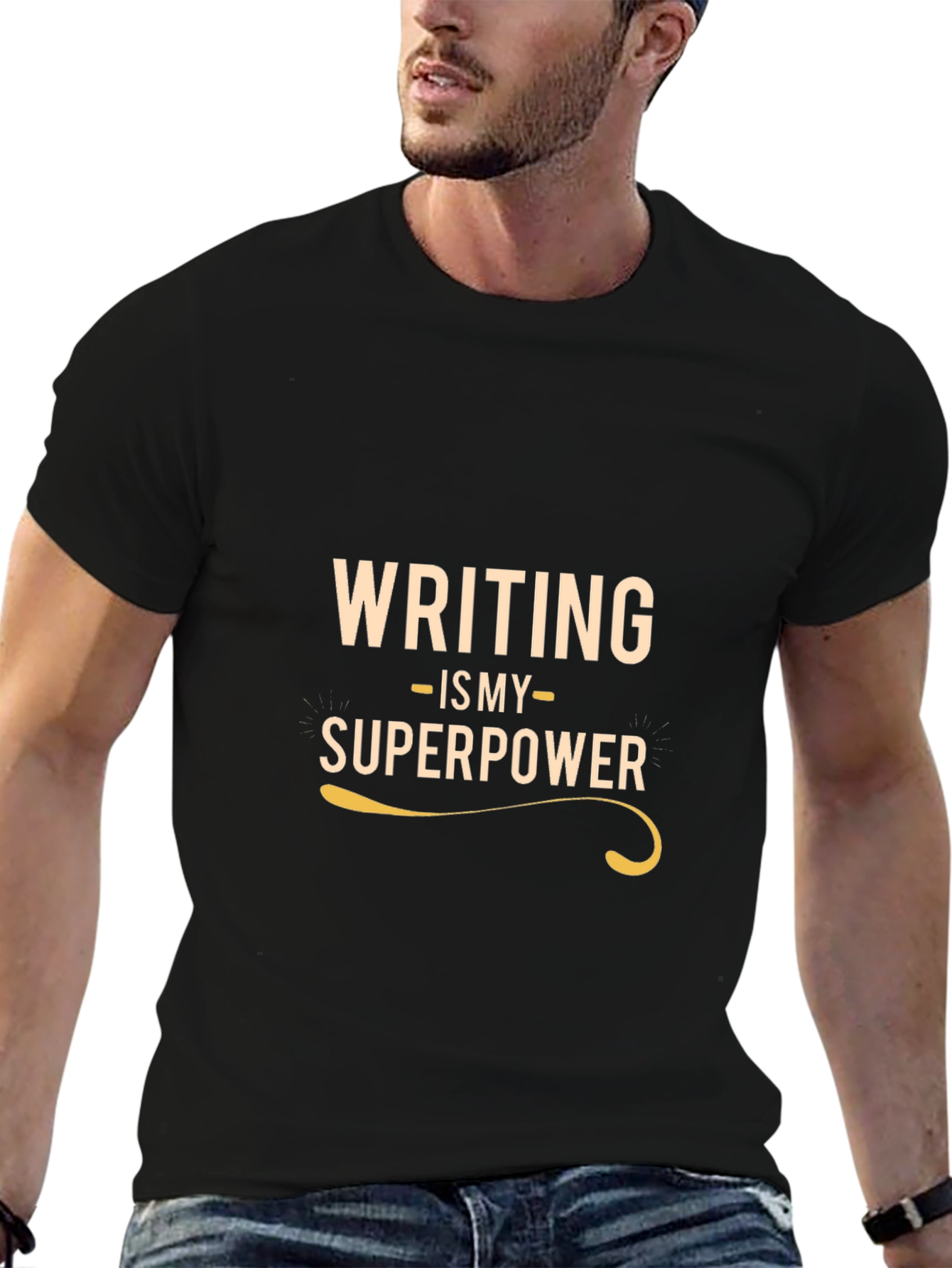 Writing is My Superpower - Black T-Shirt