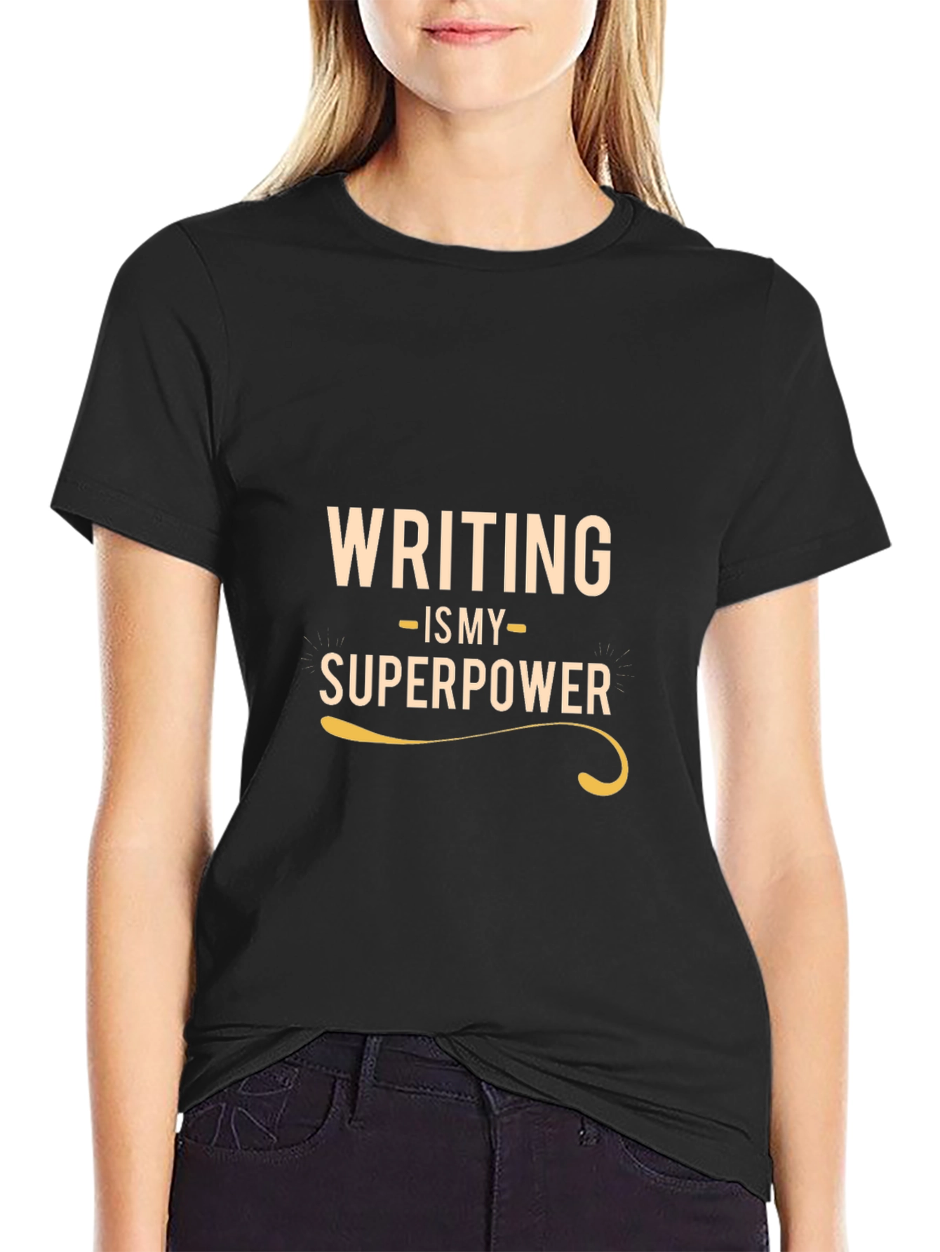 Writing is My Superpower - Black T-Shirt