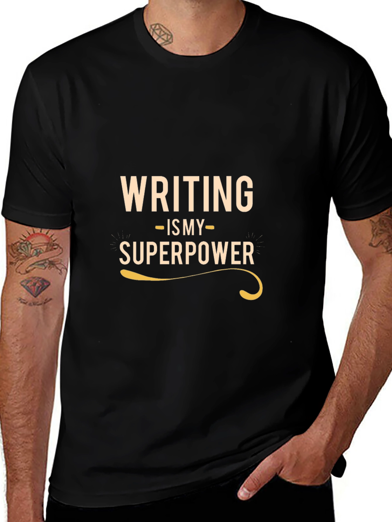 Writing is My Superpower - Black T-Shirt