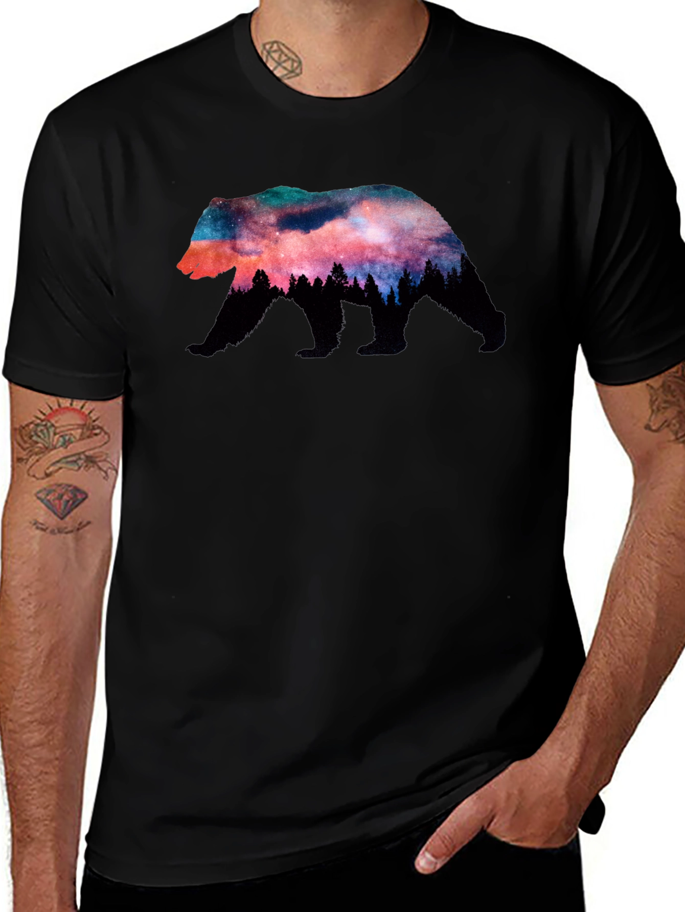 Nature Bear Galaxy T-Shirt - Unique Graphic Tee
