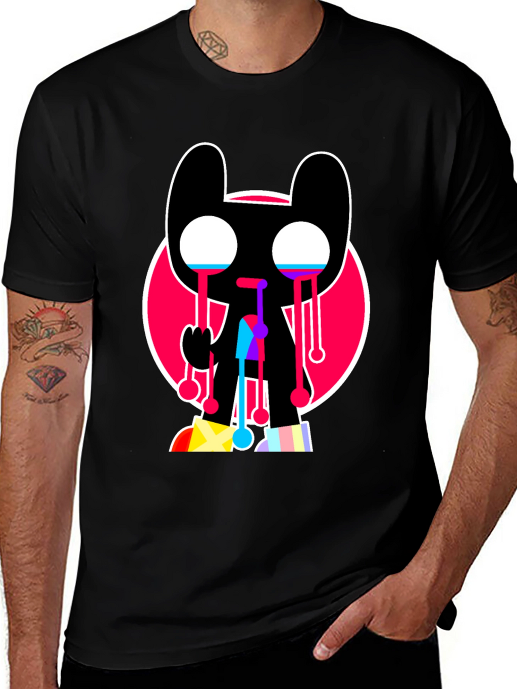 Trendy Crying Graphic Tee - Black