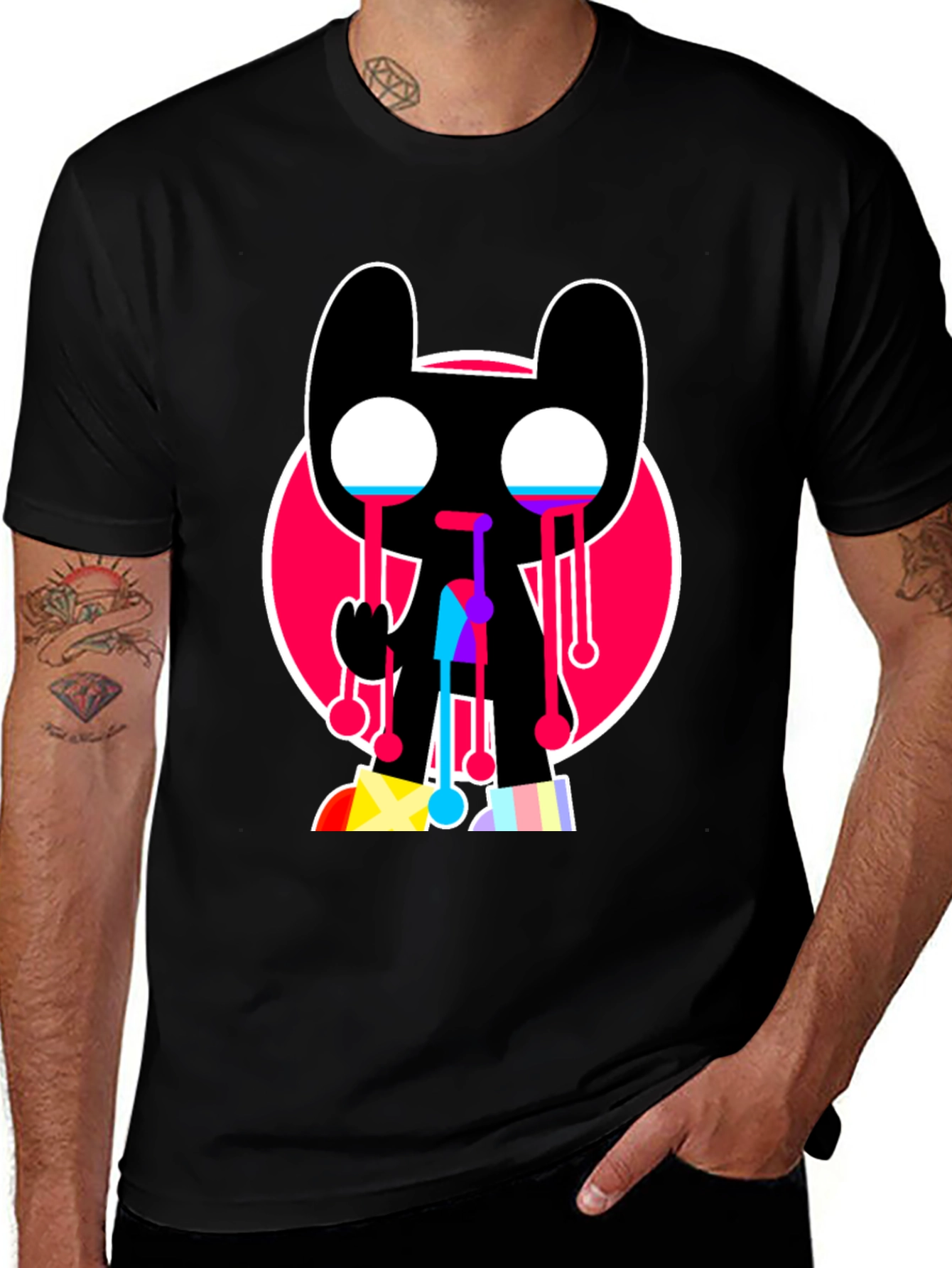 Trendy Crying Graphic Tee - Black