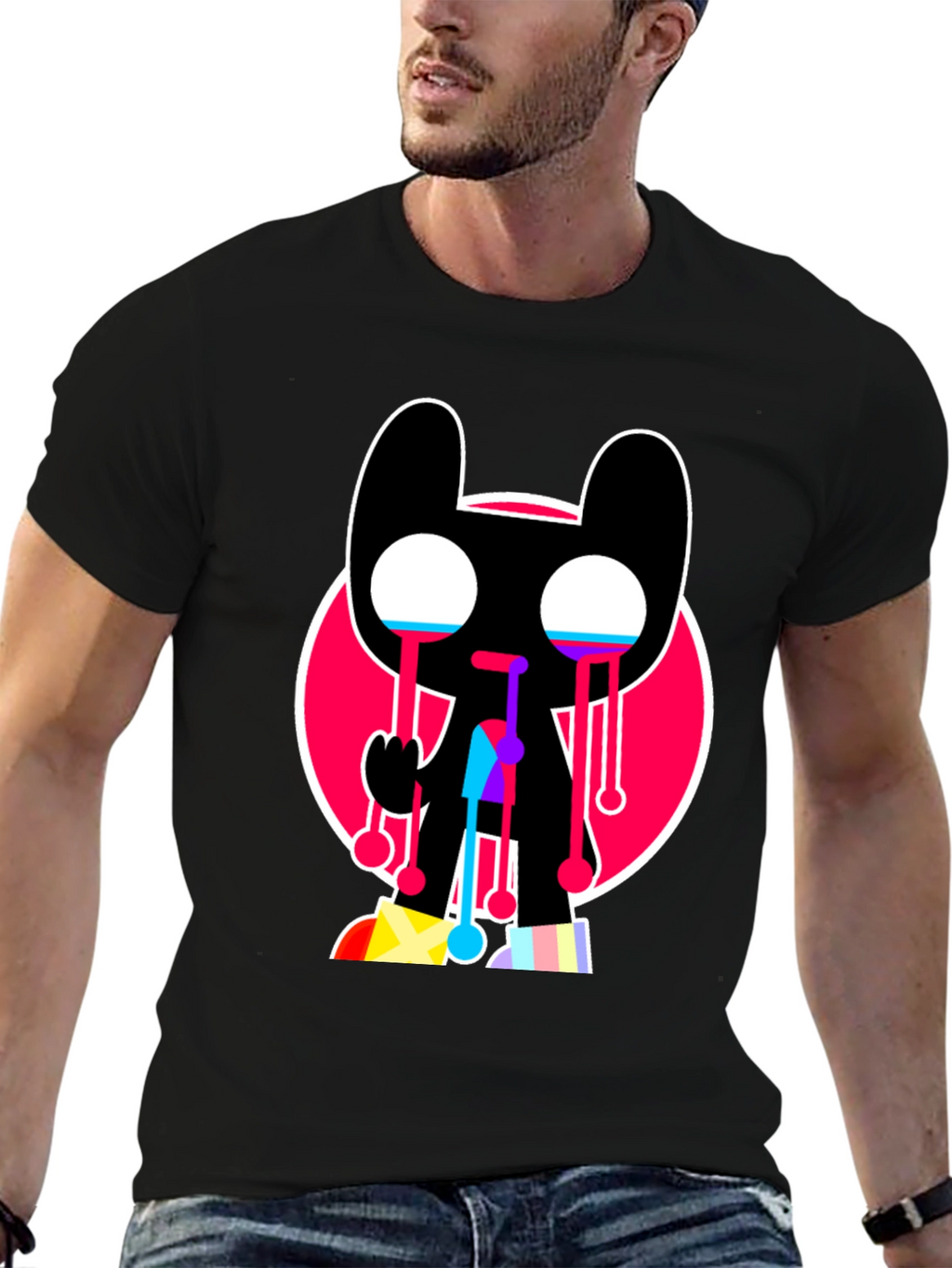 Trendy Crying Graphic Tee - Black