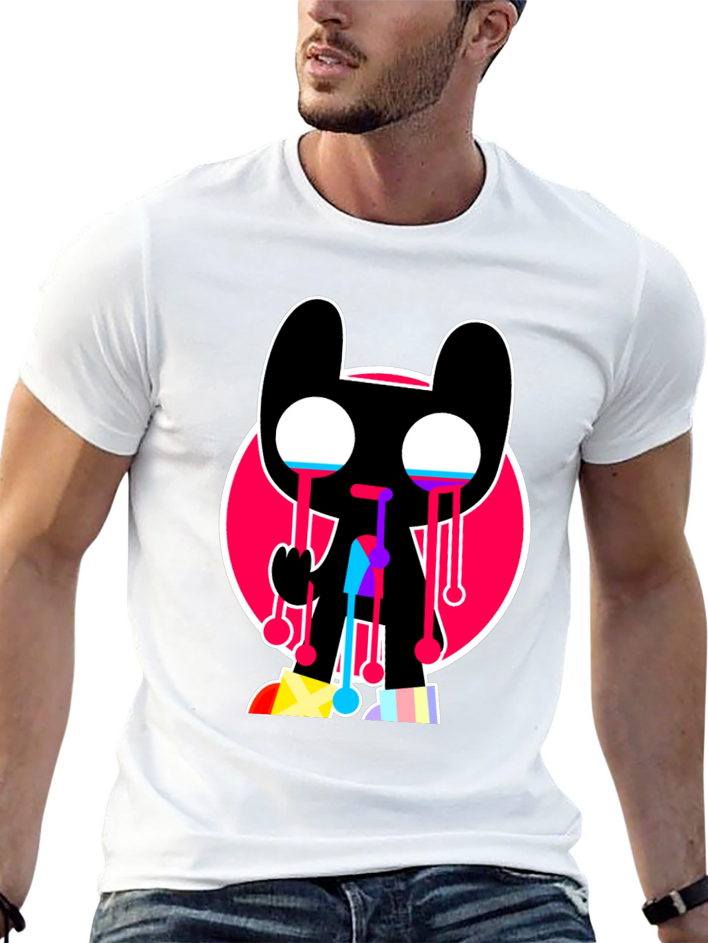 Trendy Crying Graphic Tee - Black