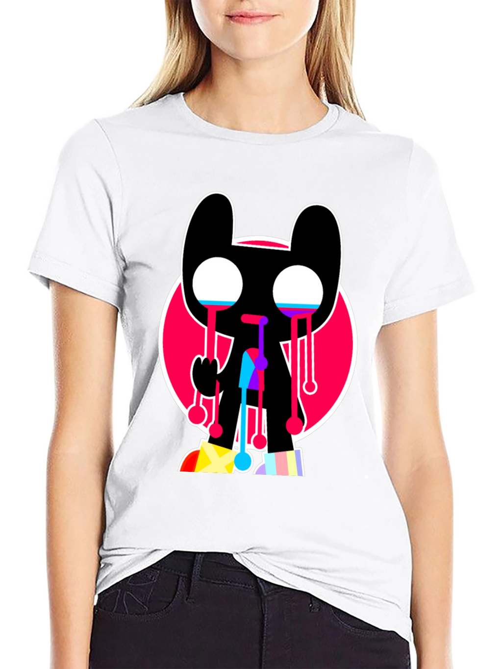 Trendy Crying Graphic Tee - Black