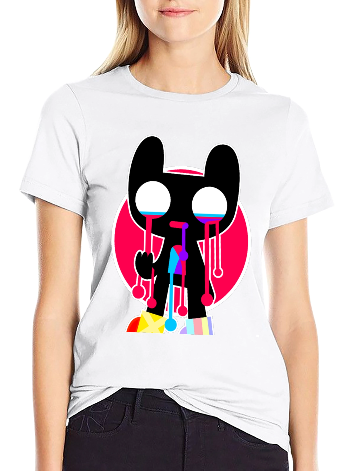Trendy Crying Graphic Tee - Black