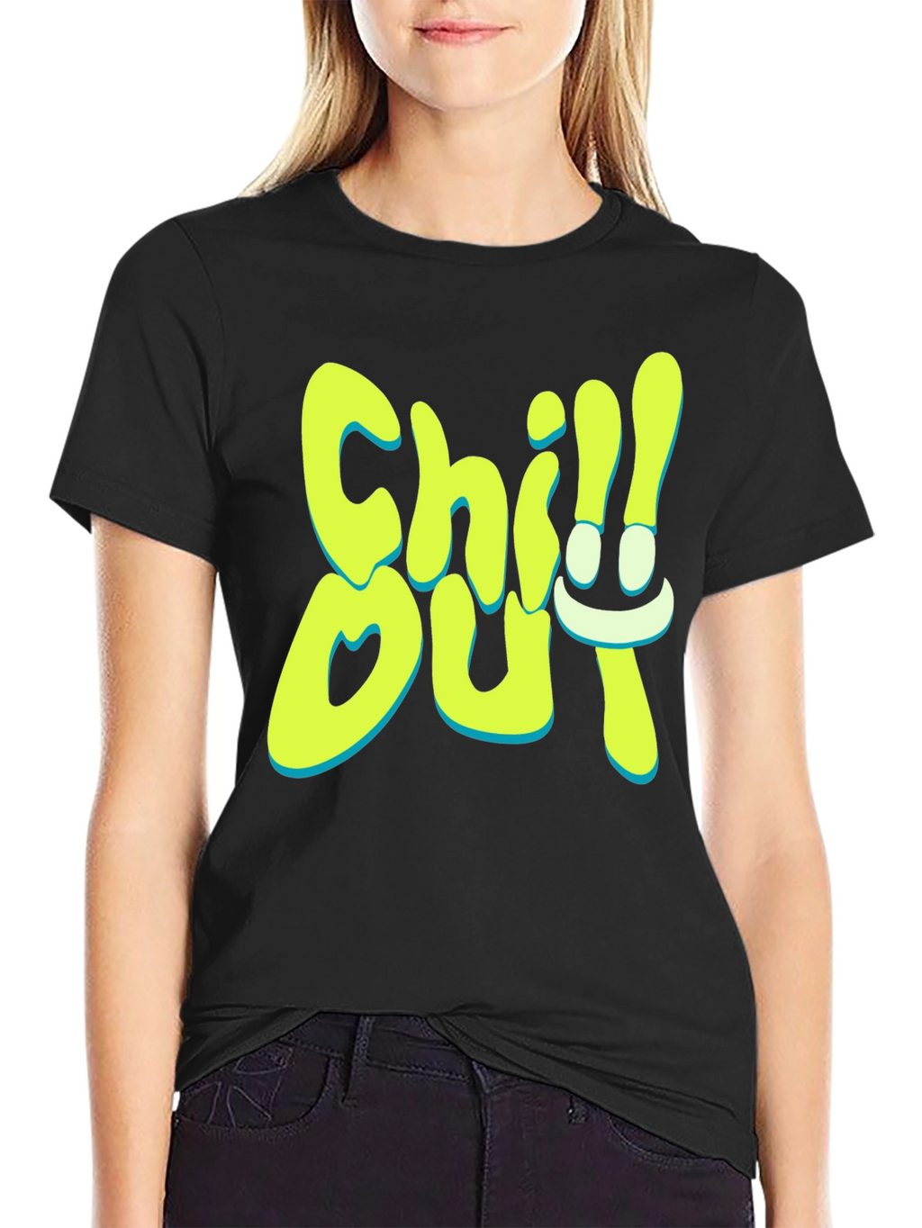 Chill Out Graphic Print Black T-Shirt