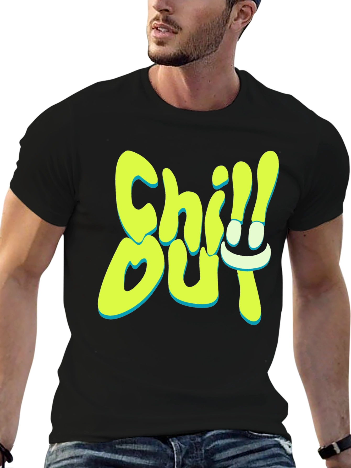 Chill Out Graphic Print Black T-Shirt