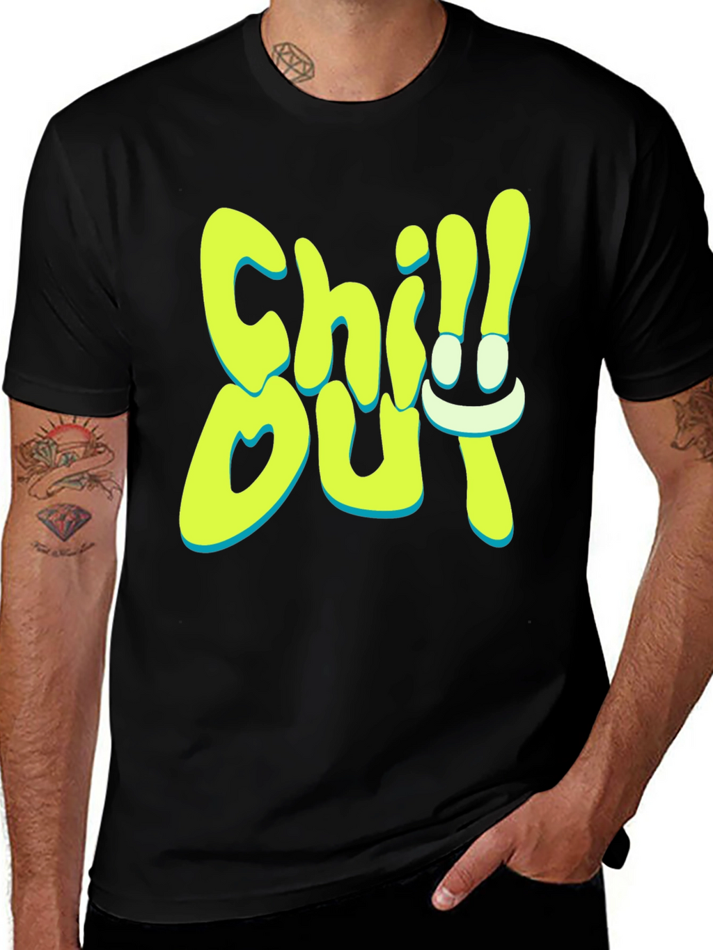 Chill Out Graphic Print Black T-Shirt