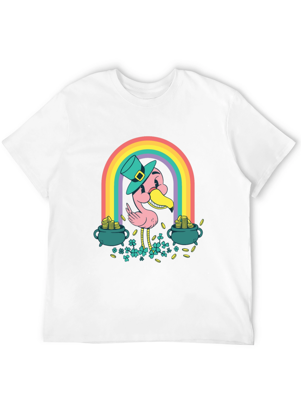 Lucky Flamingo Rainbow St. Patricks Day T-Shirt