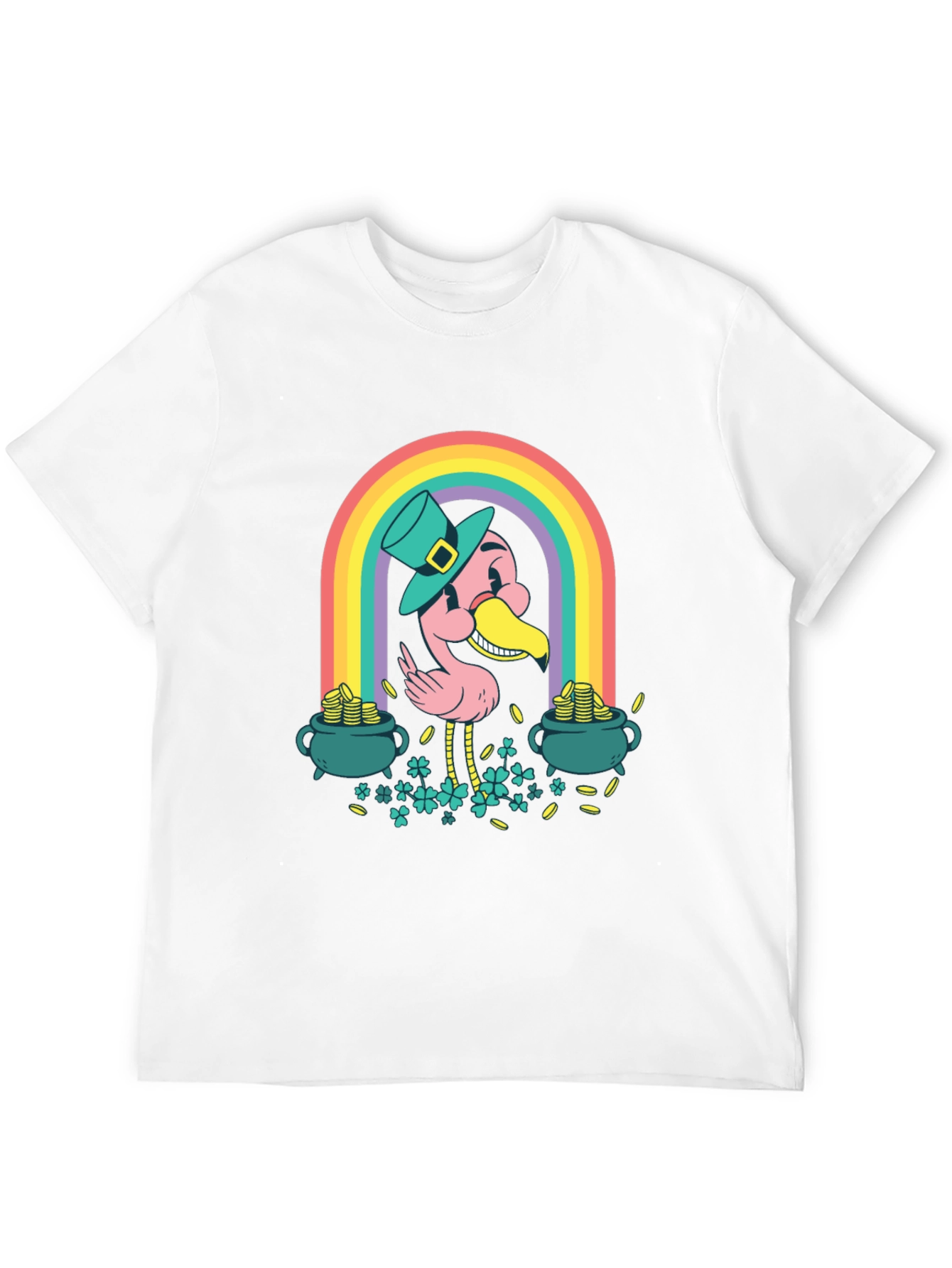 Lucky Flamingo Rainbow St. Patricks Day T-Shirt