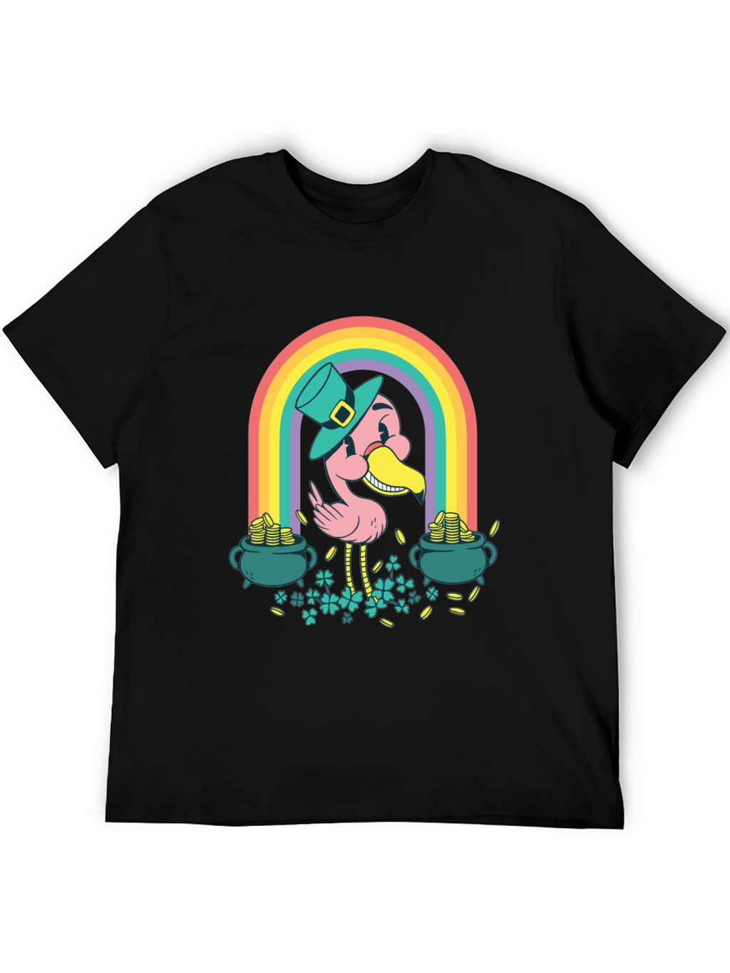 Lucky Flamingo Rainbow St. Patricks Day T-Shirt