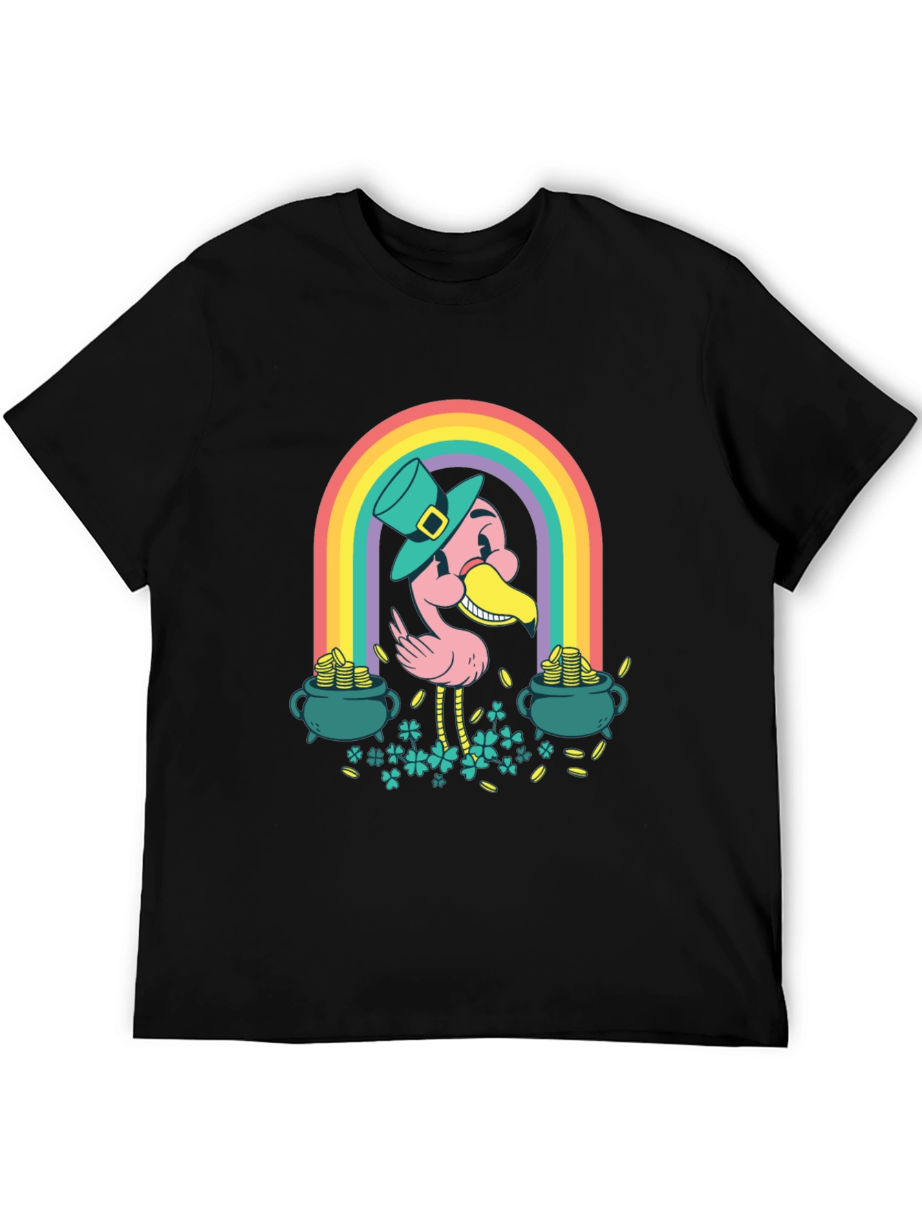 Lucky Flamingo Rainbow St. Patricks Day T-Shirt