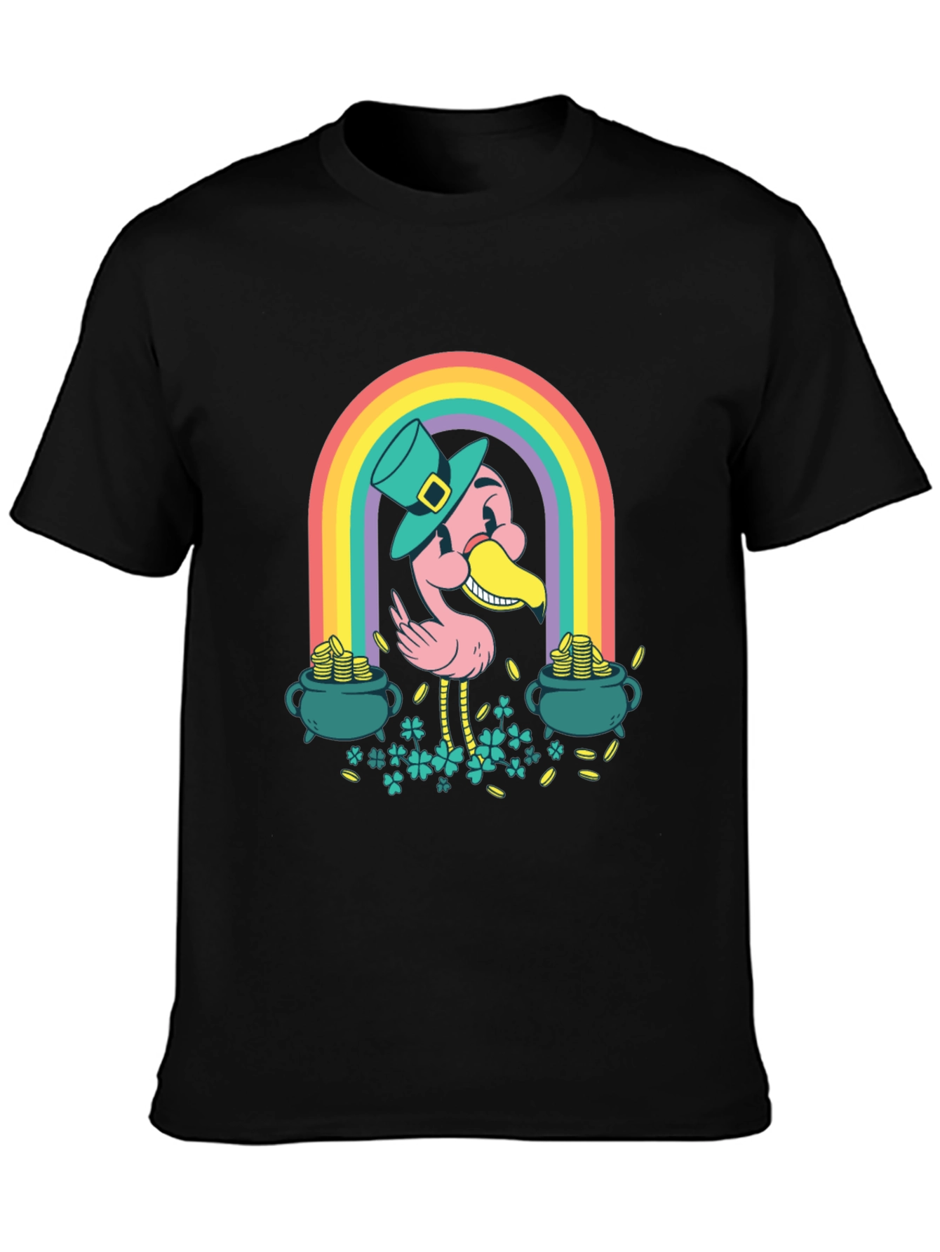 Lucky Flamingo Rainbow St. Patricks Day T-Shirt