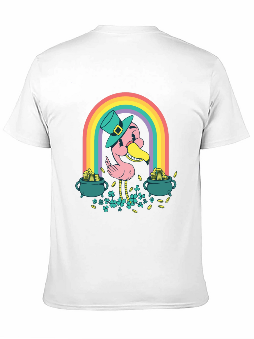 Lucky Flamingo Rainbow St. Patricks Day T-Shirt