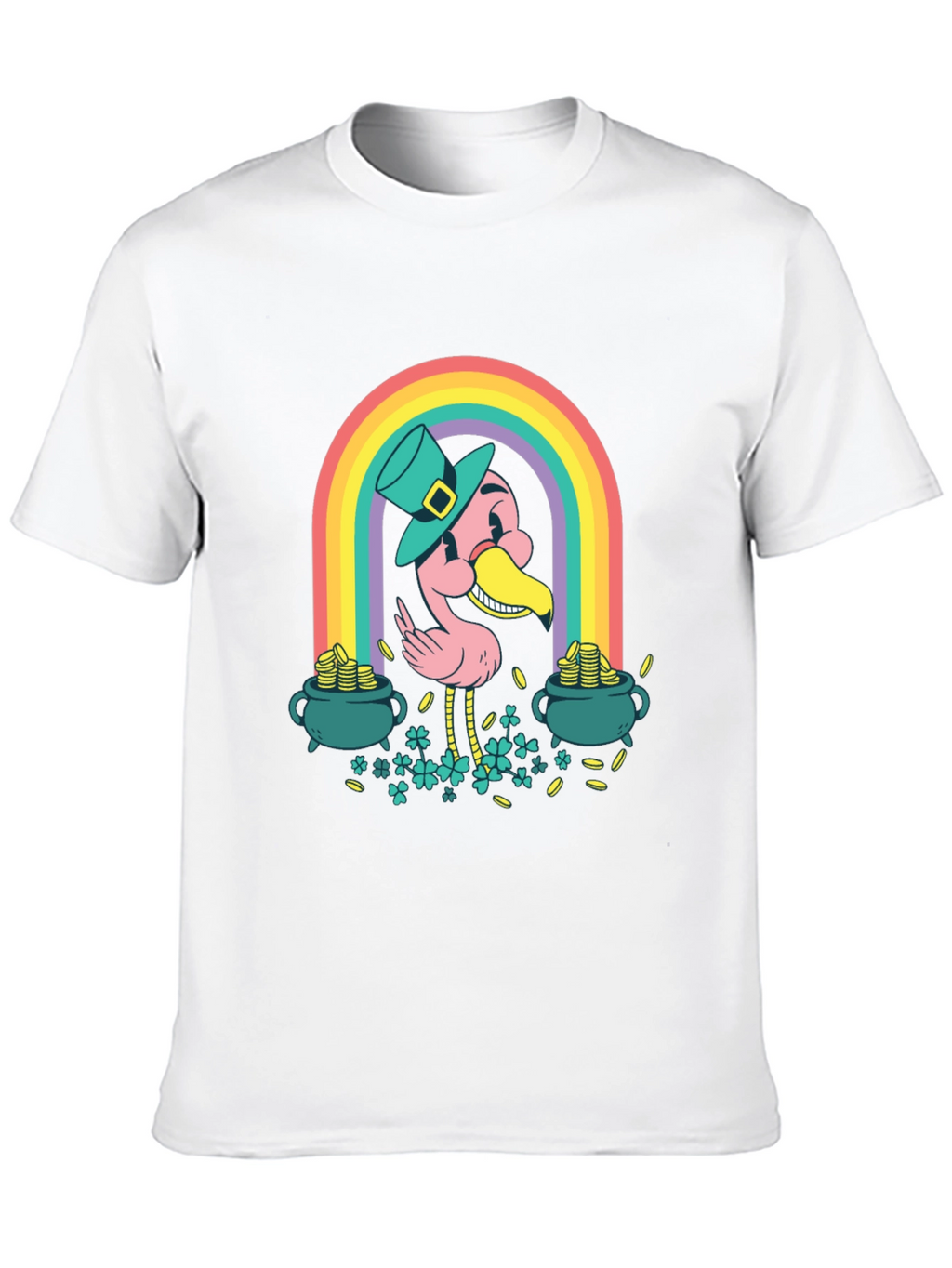 Lucky Flamingo Rainbow St. Patricks Day T-Shirt