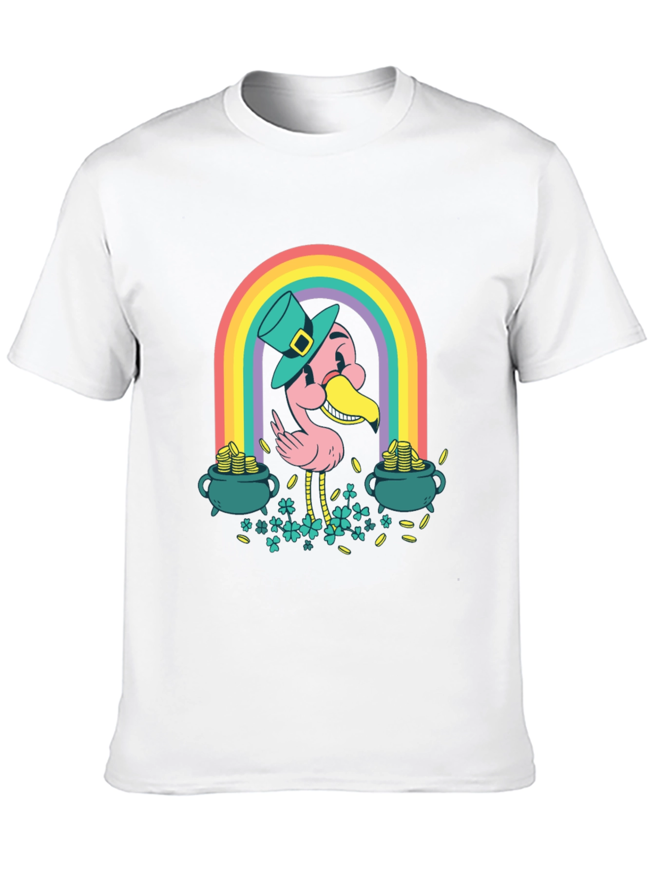 Lucky Flamingo Rainbow St. Patricks Day T-Shirt