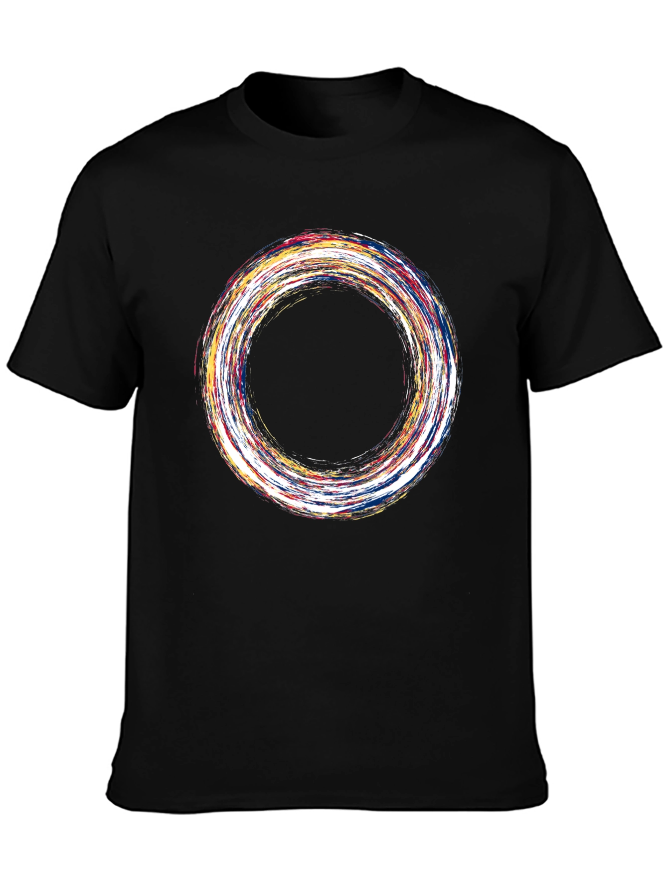 Abstract Circle Graphic Tee - Soft Black Cotton