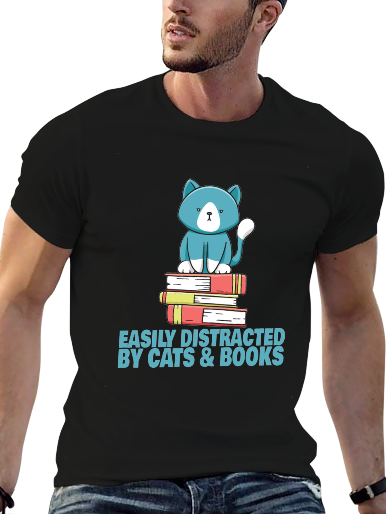 Easily Distracted by Cats & Books T-Shirt
