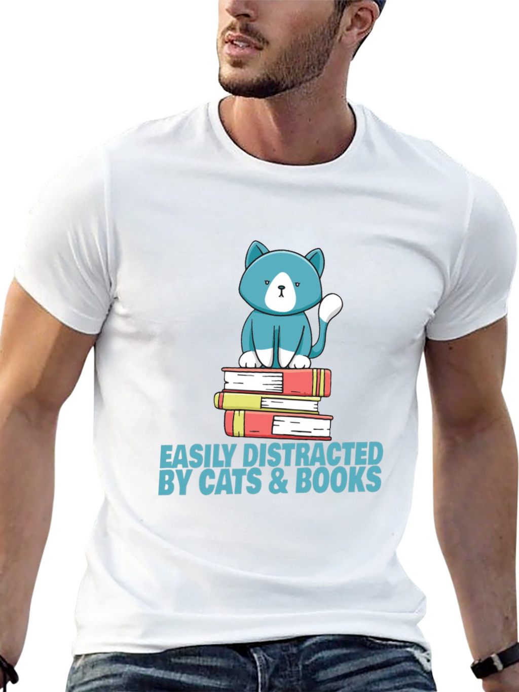 Easily Distracted by Cats & Books T-Shirt