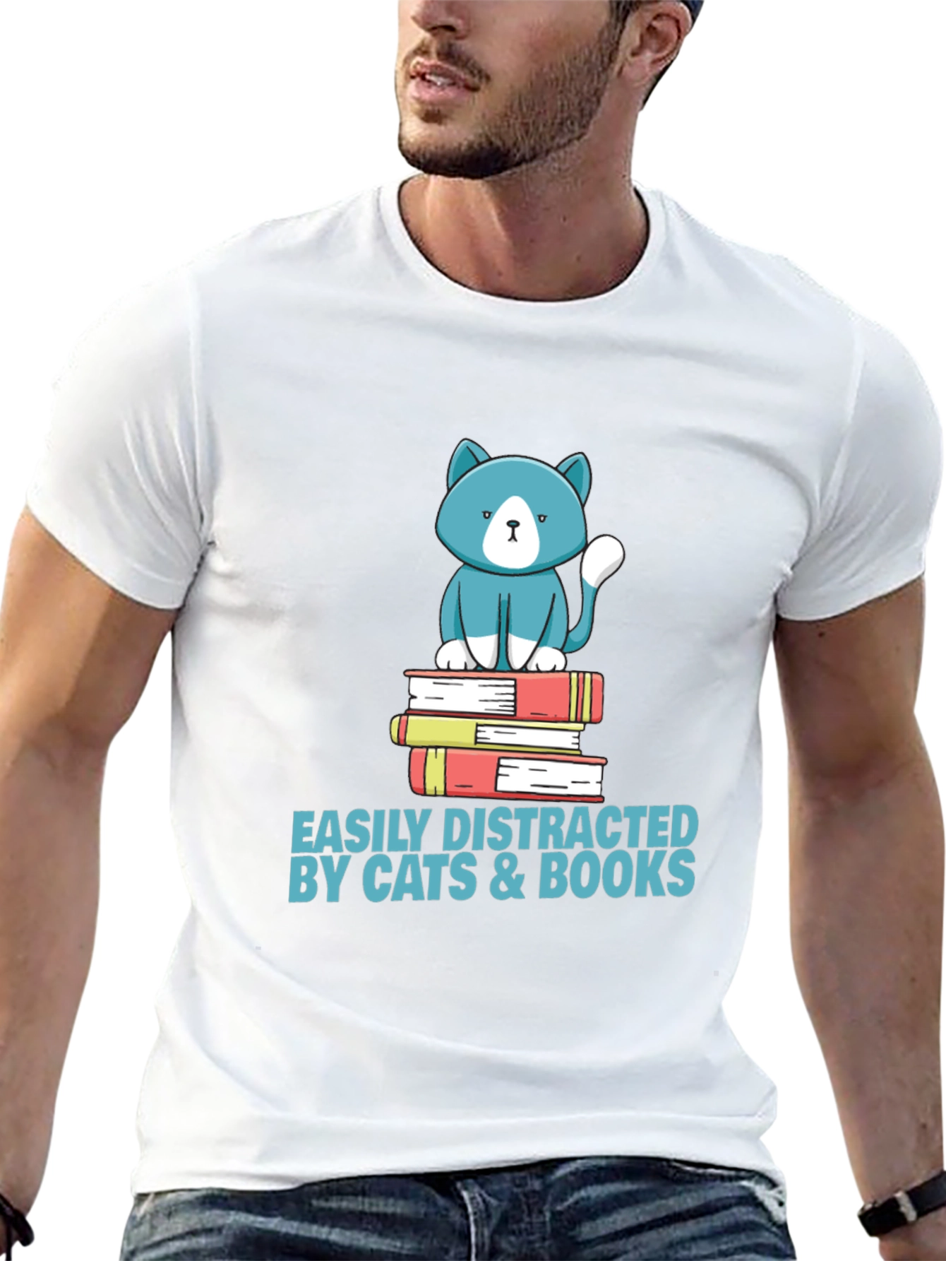 Easily Distracted by Cats & Books T-Shirt