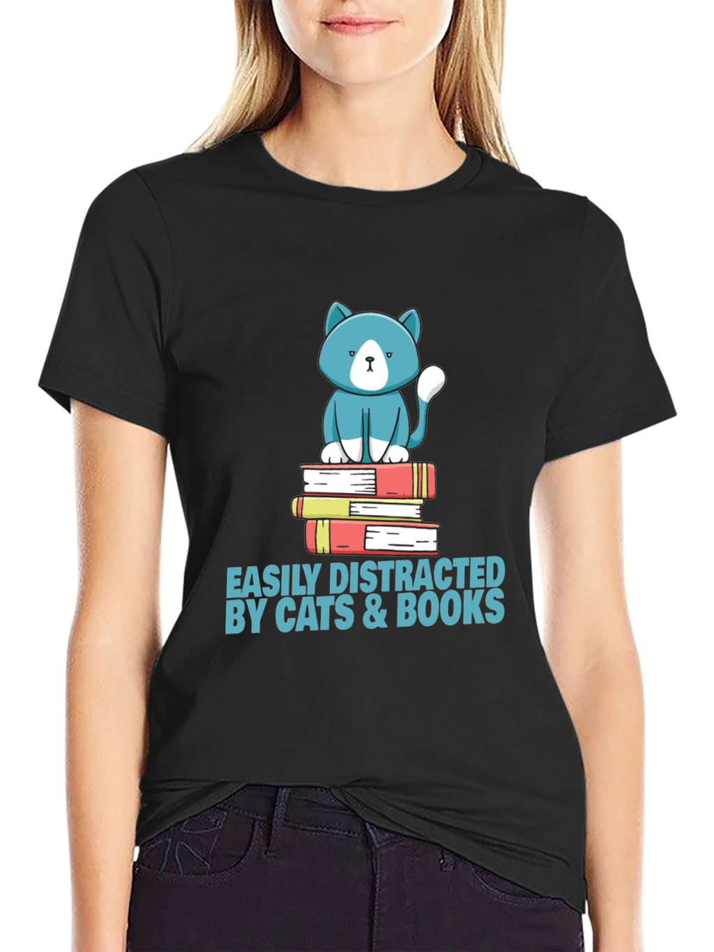 Easily Distracted by Cats & Books T-Shirt