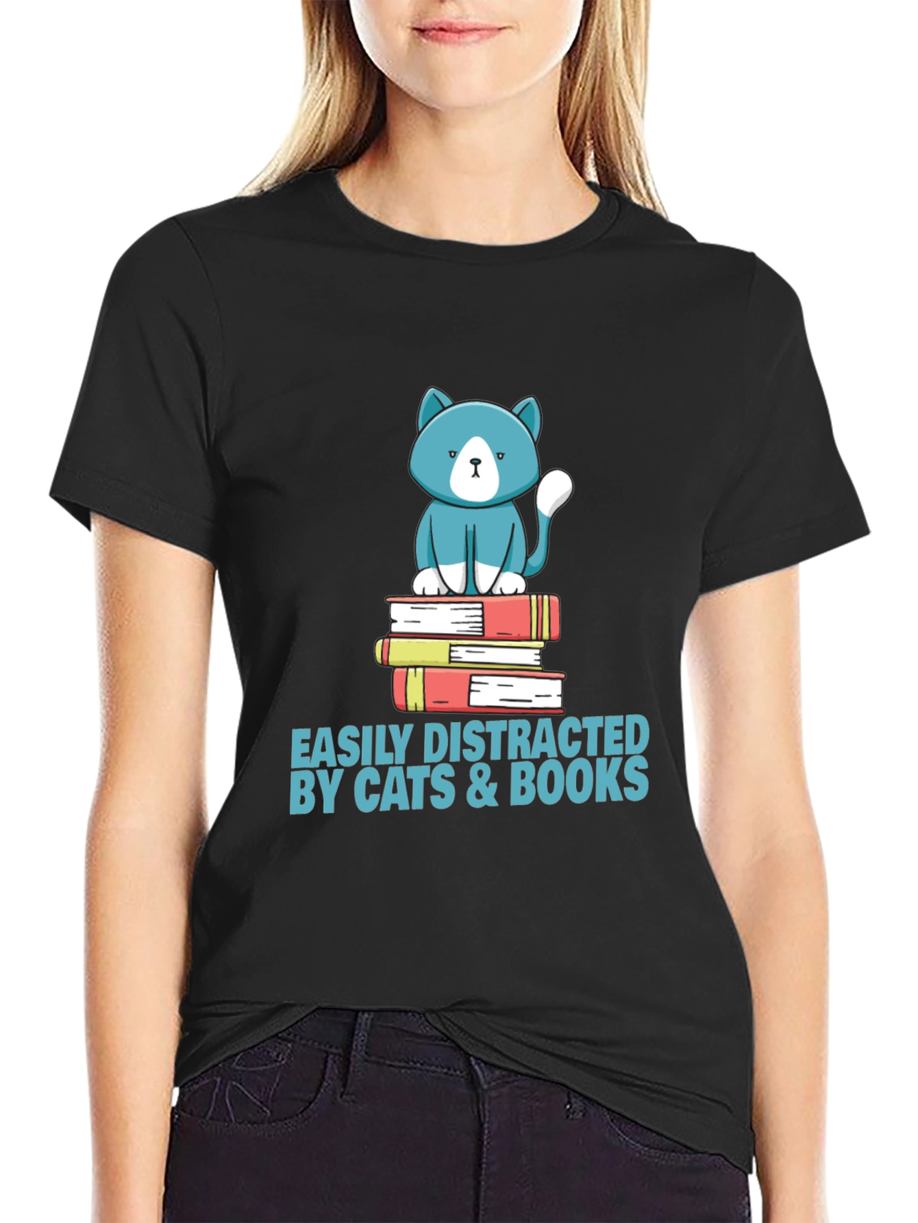 Easily Distracted by Cats & Books T-Shirt