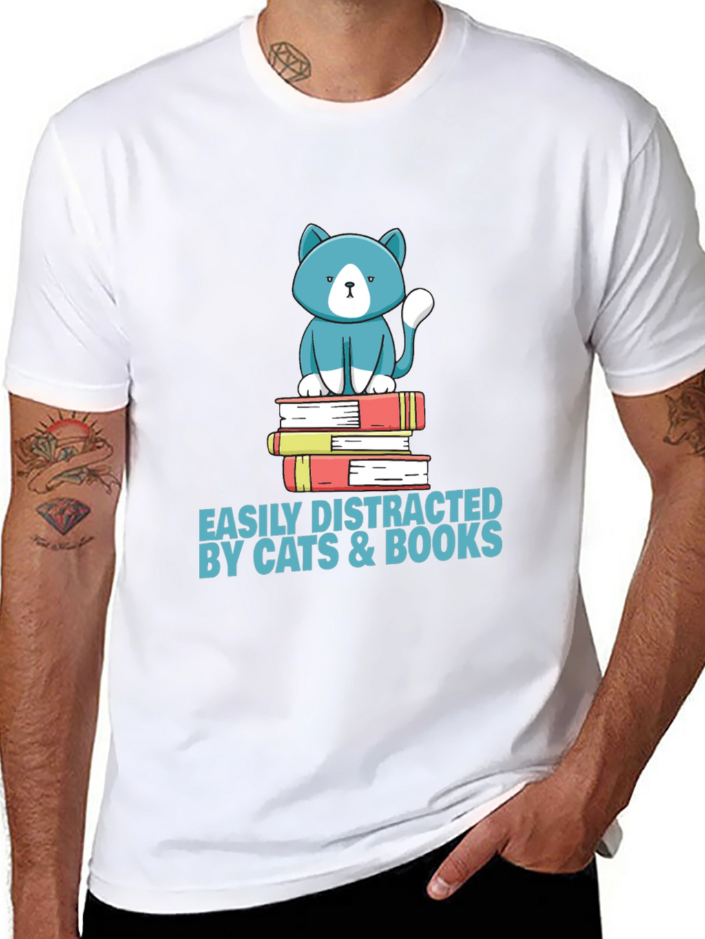 Easily Distracted by Cats & Books T-Shirt