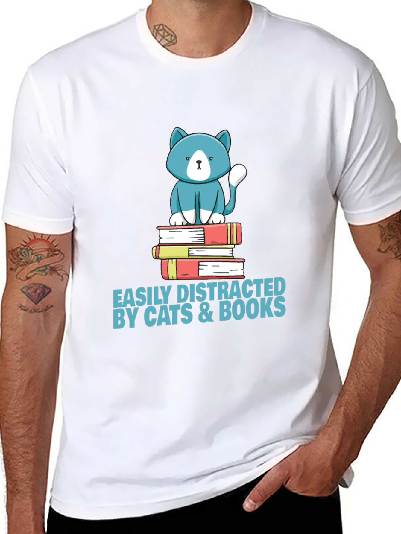 Easily Distracted by Cats & Books T-Shirt