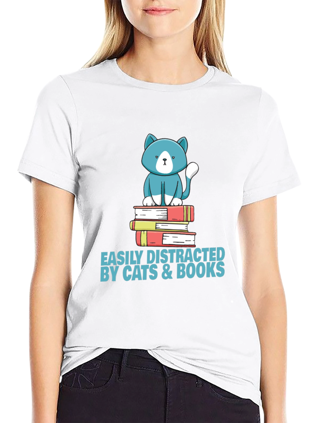 Easily Distracted by Cats & Books T-Shirt