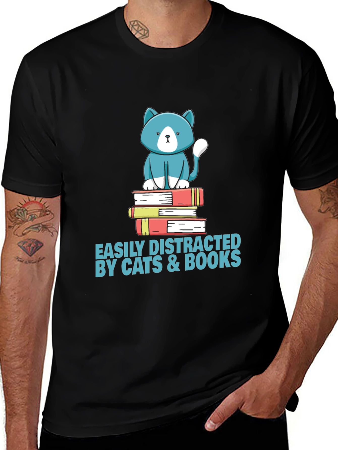 Easily Distracted by Cats & Books T-Shirt