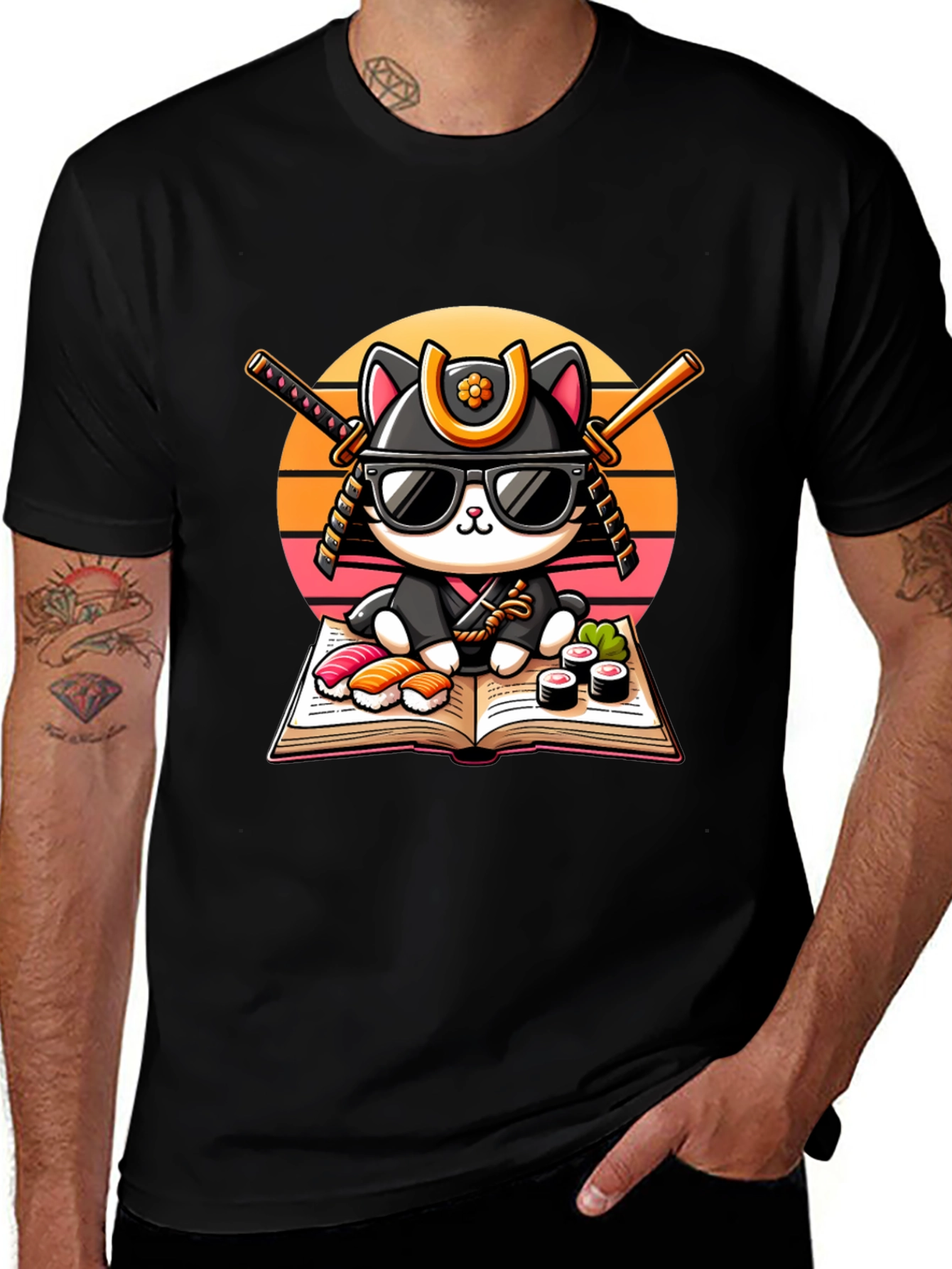 Sushi Cat T-Shirt - Samurai Kitten Tee