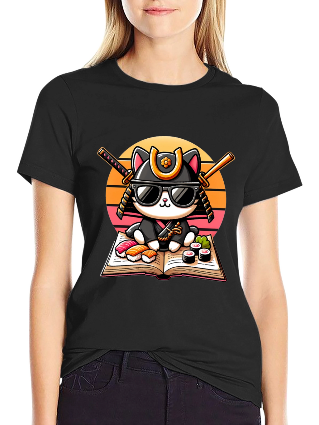 Sushi Cat T-Shirt - Samurai Kitten Tee