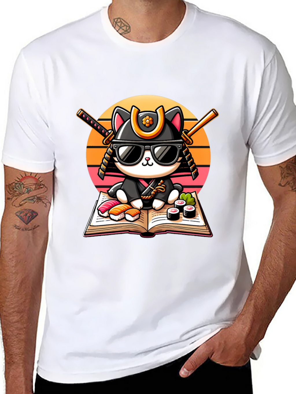 Sushi Cat T-Shirt - Samurai Kitten Tee