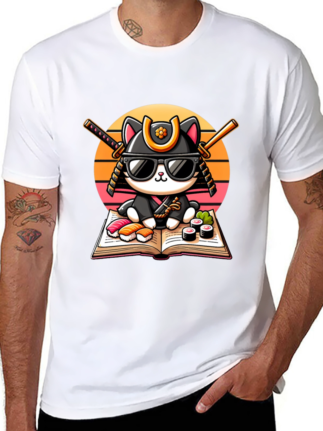 Sushi Cat T-Shirt - Samurai Kitten Tee