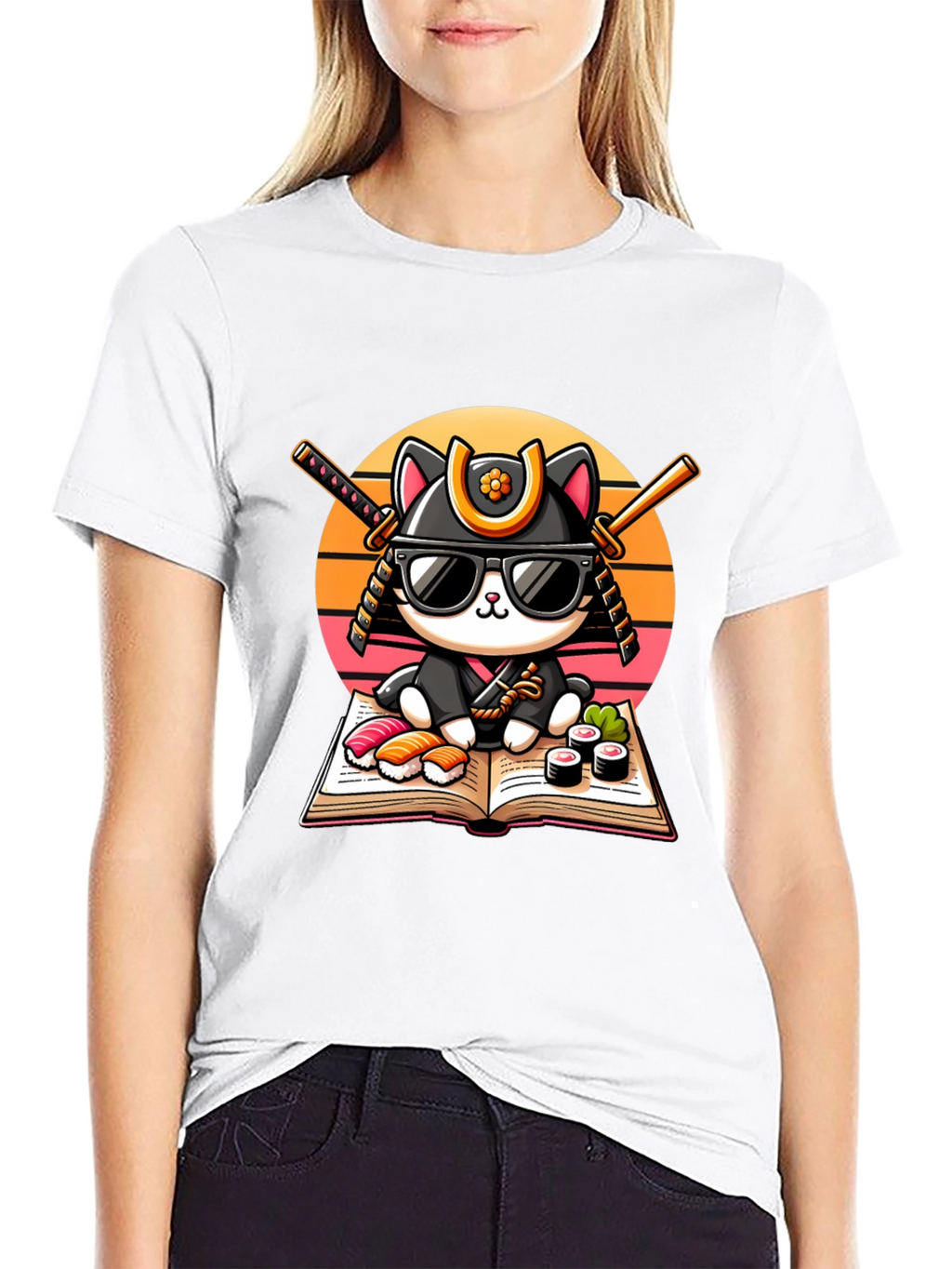Sushi Cat T-Shirt - Samurai Kitten Tee