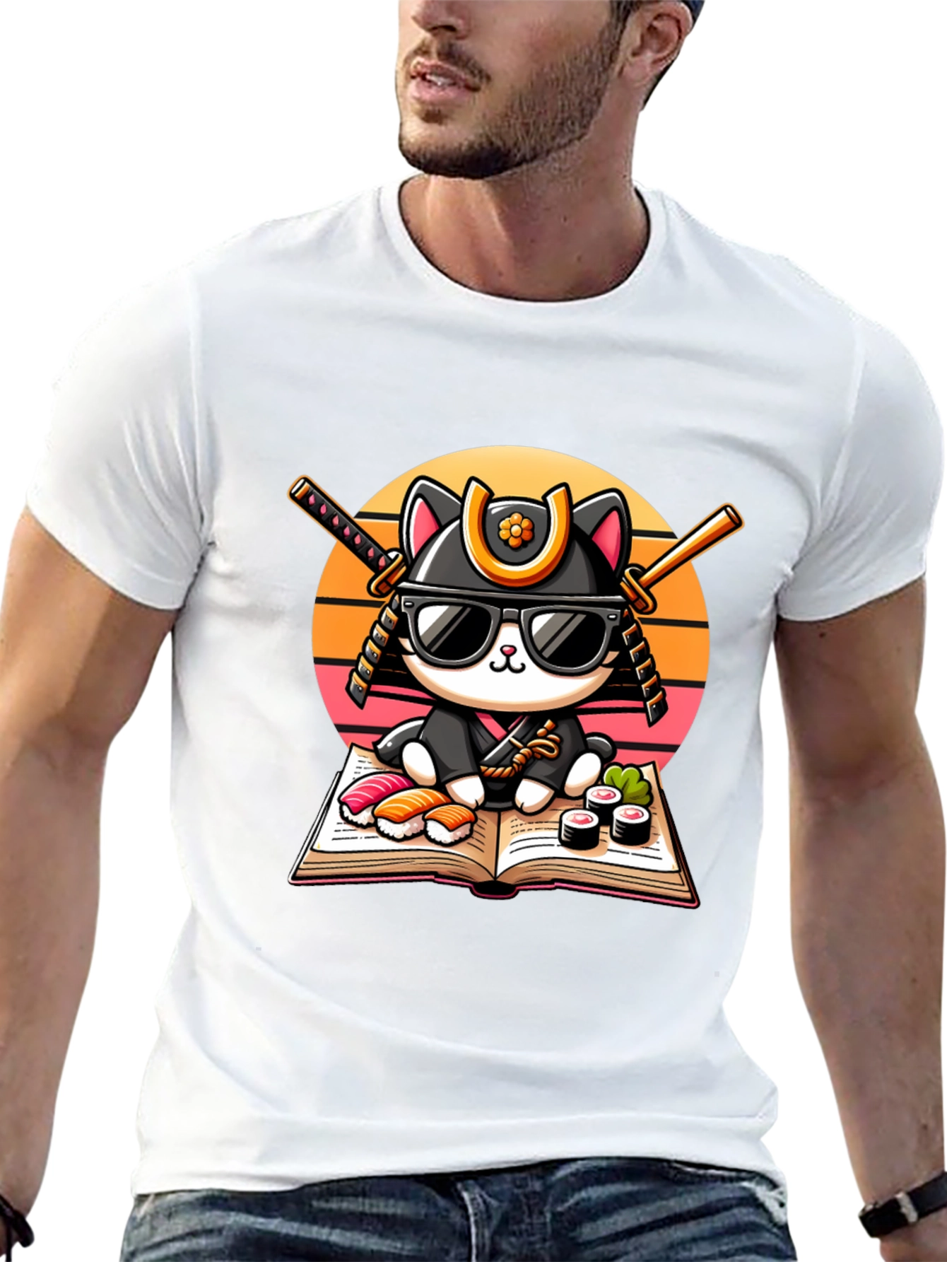 Sushi Cat T-Shirt - Samurai Kitten Tee
