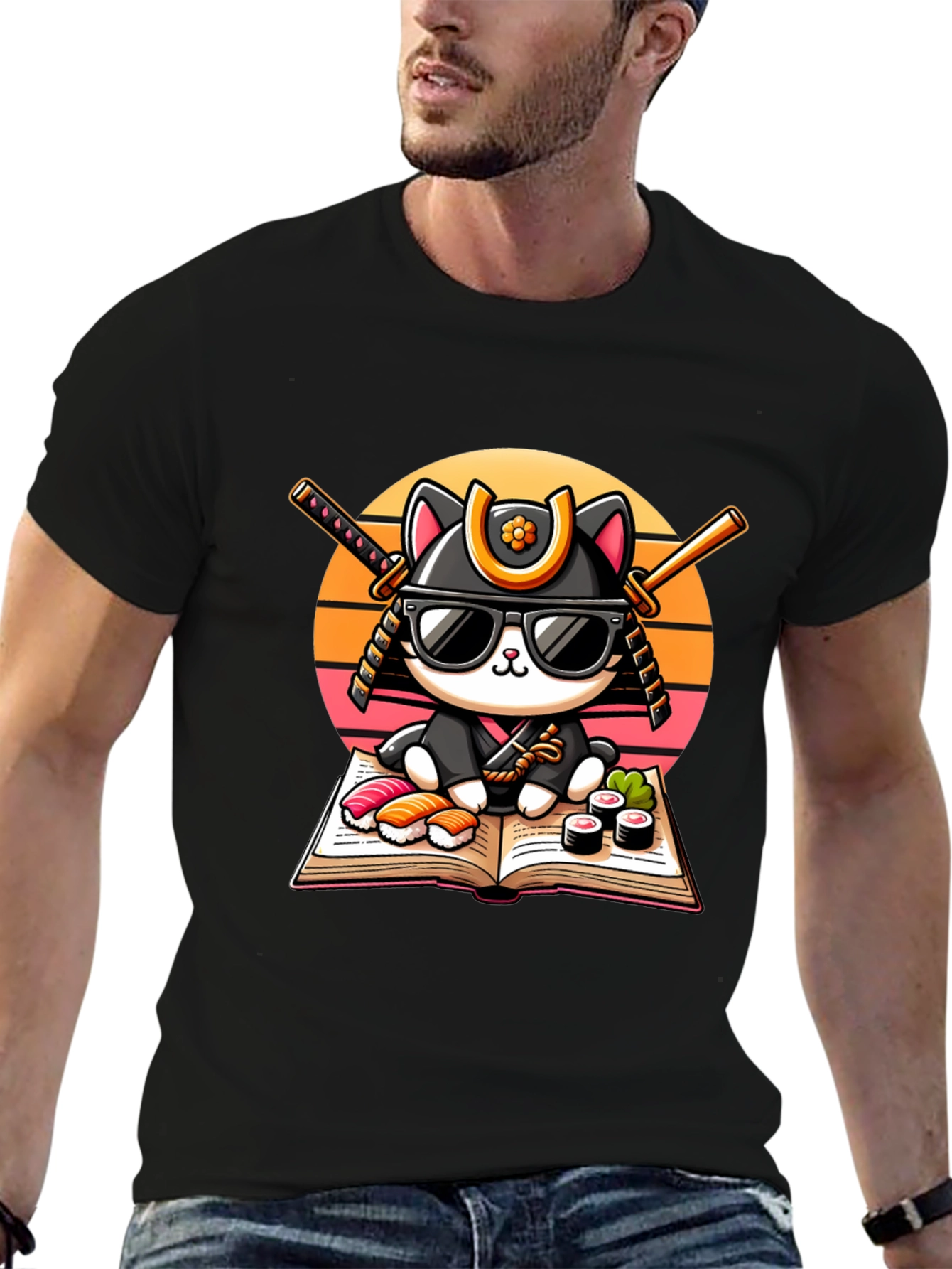 Sushi Cat T-Shirt - Samurai Kitten Tee