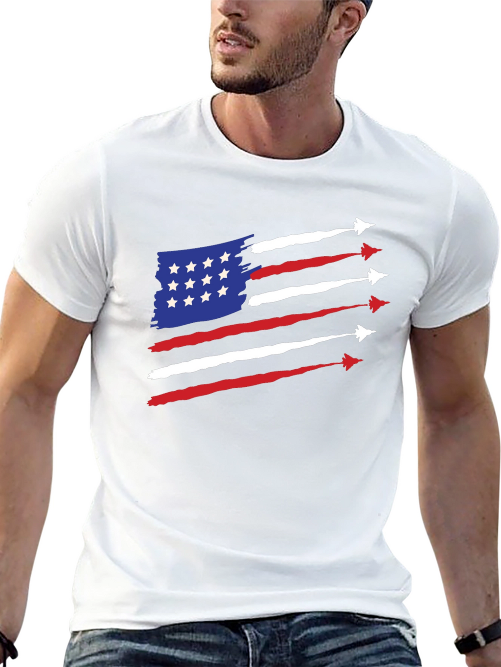 Patriotic Jet Stream American Flag Graphic Tee
