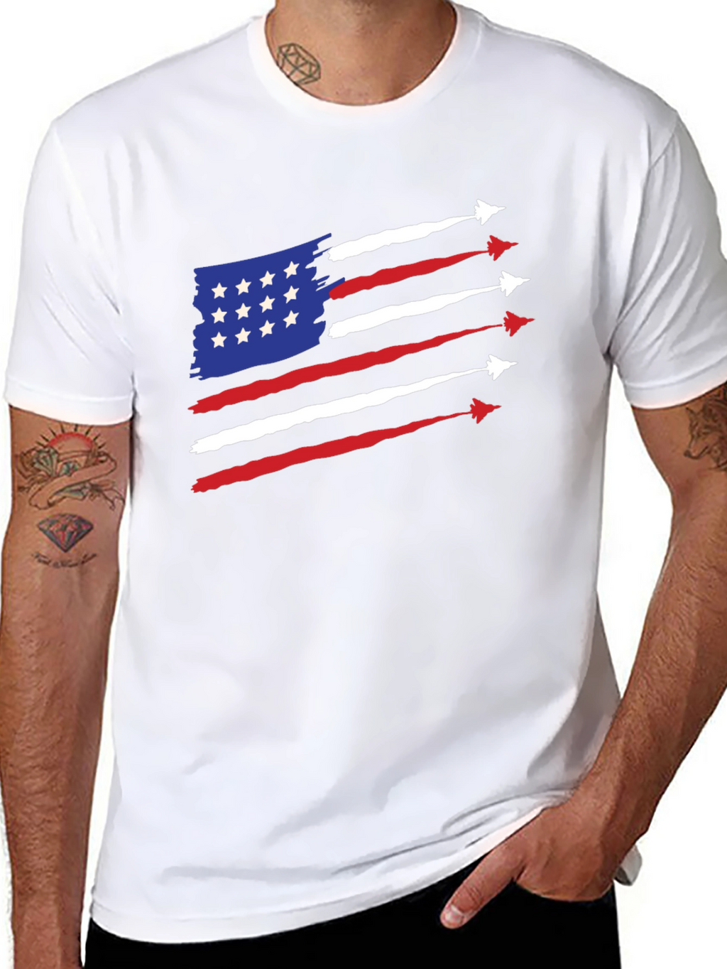 Patriotic Jet Stream American Flag Graphic Tee
