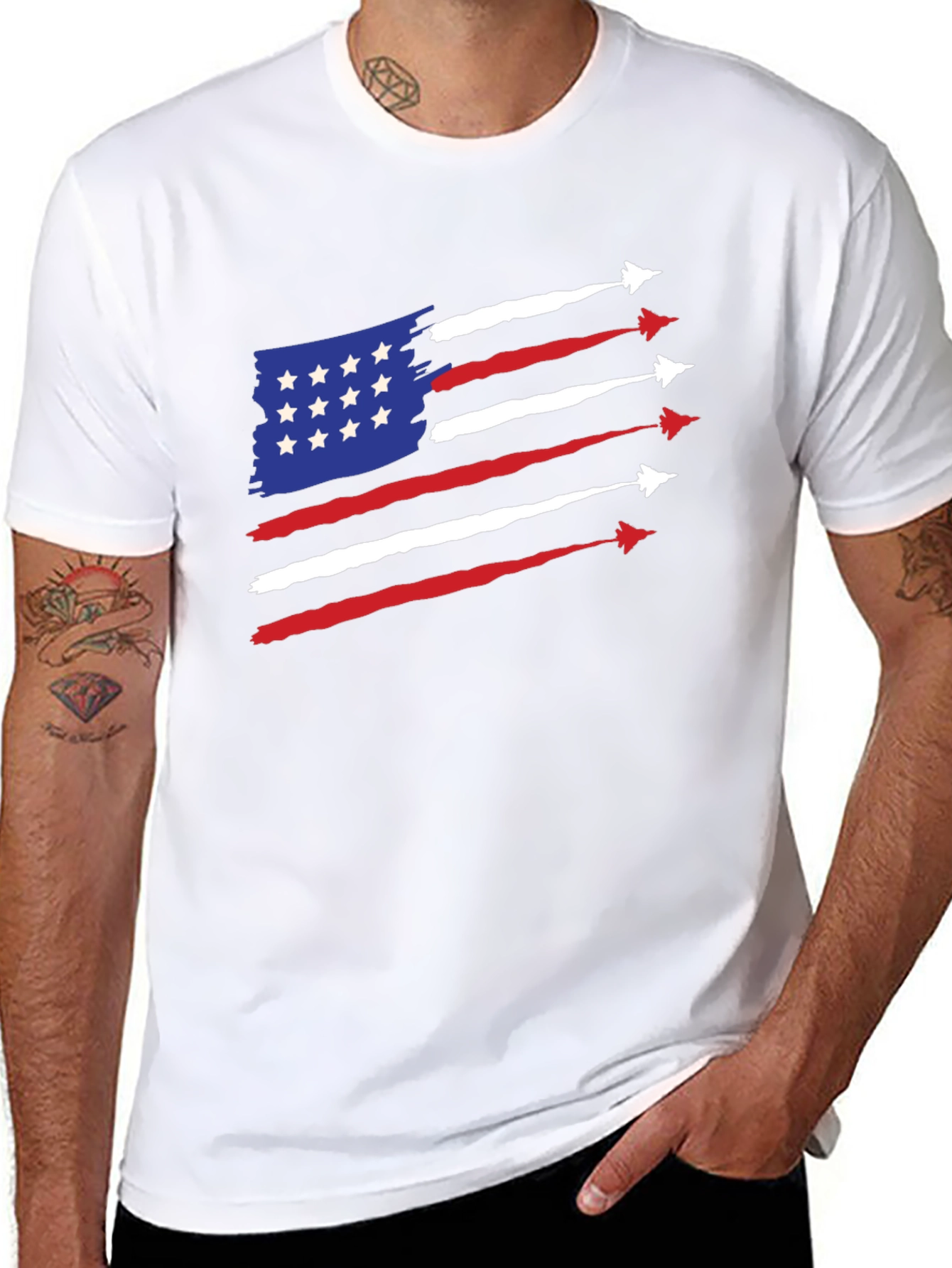 Patriotic Jet Stream American Flag Graphic Tee