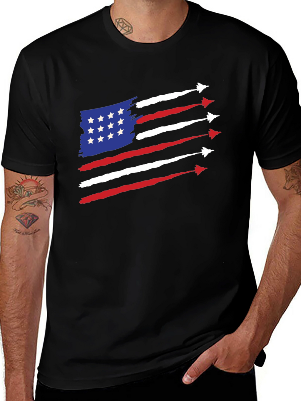 Patriotic Jet Stream American Flag Graphic Tee