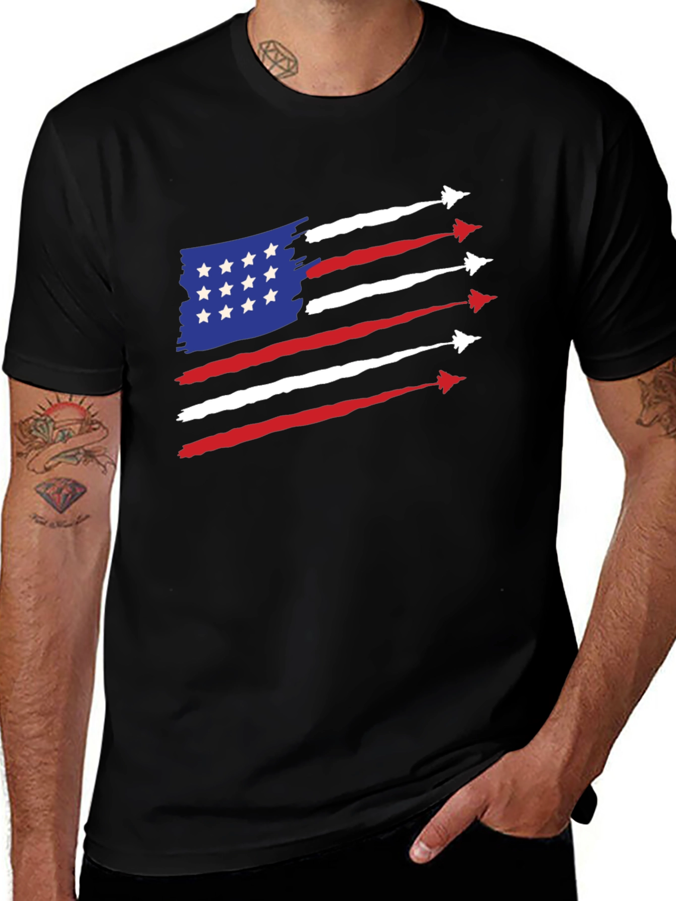 Patriotic Jet Stream American Flag Graphic Tee