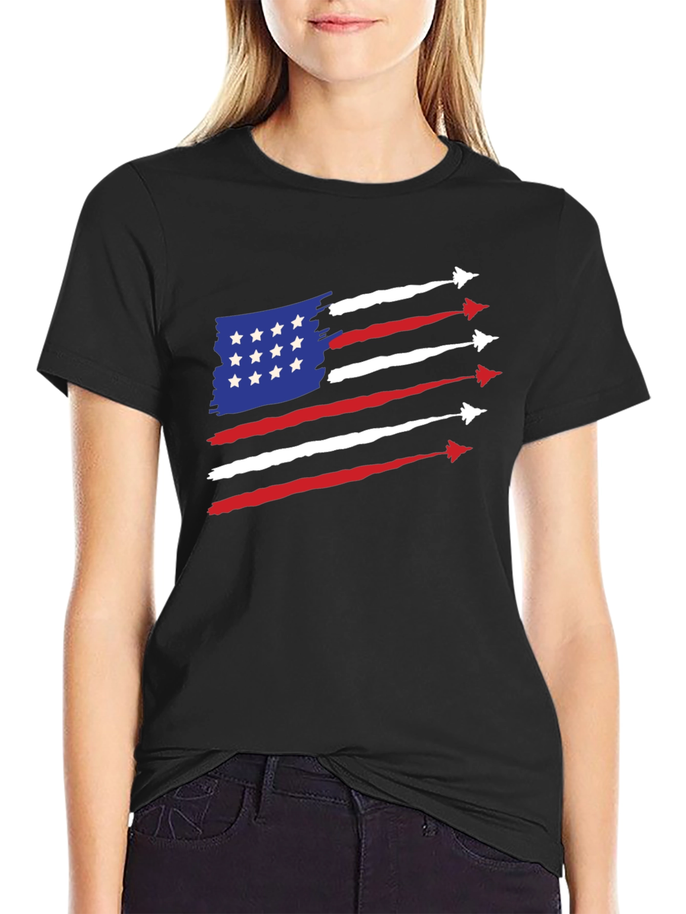 Patriotic Jet Stream American Flag Graphic Tee