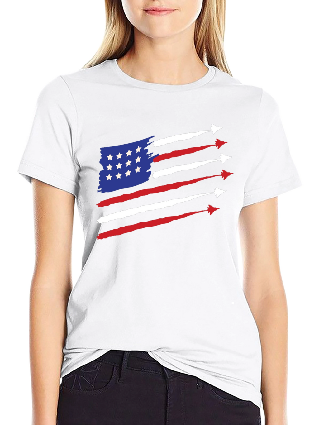 Patriotic Jet Stream American Flag Graphic Tee