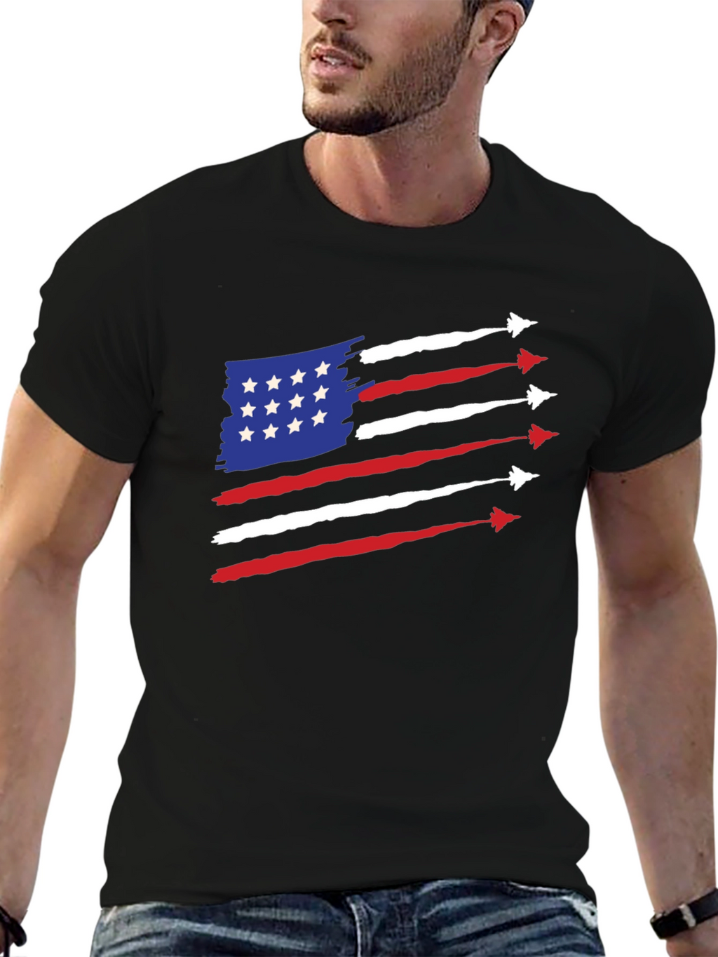 Patriotic Jet Stream American Flag Graphic Tee