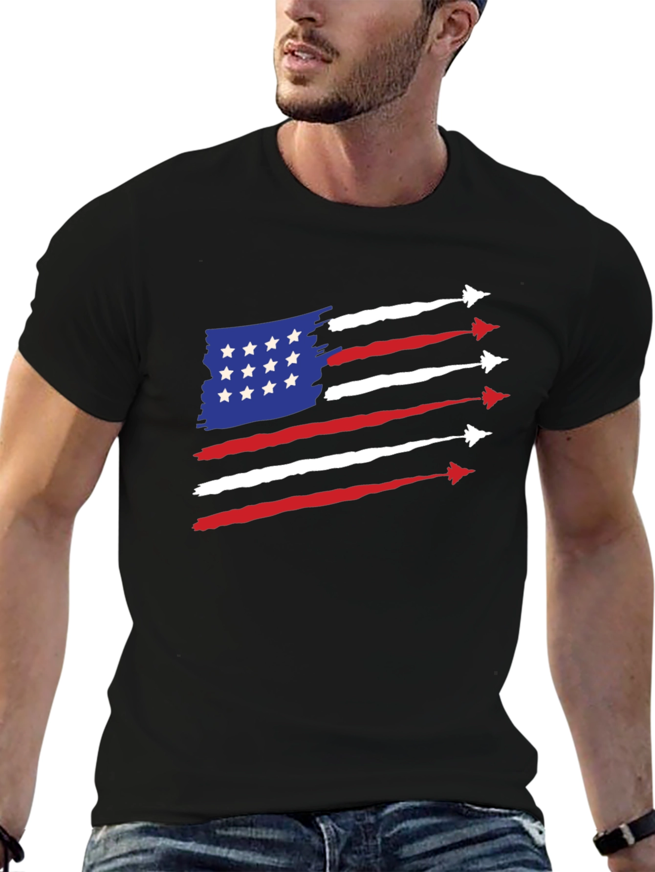 Patriotic Jet Stream American Flag Graphic Tee
