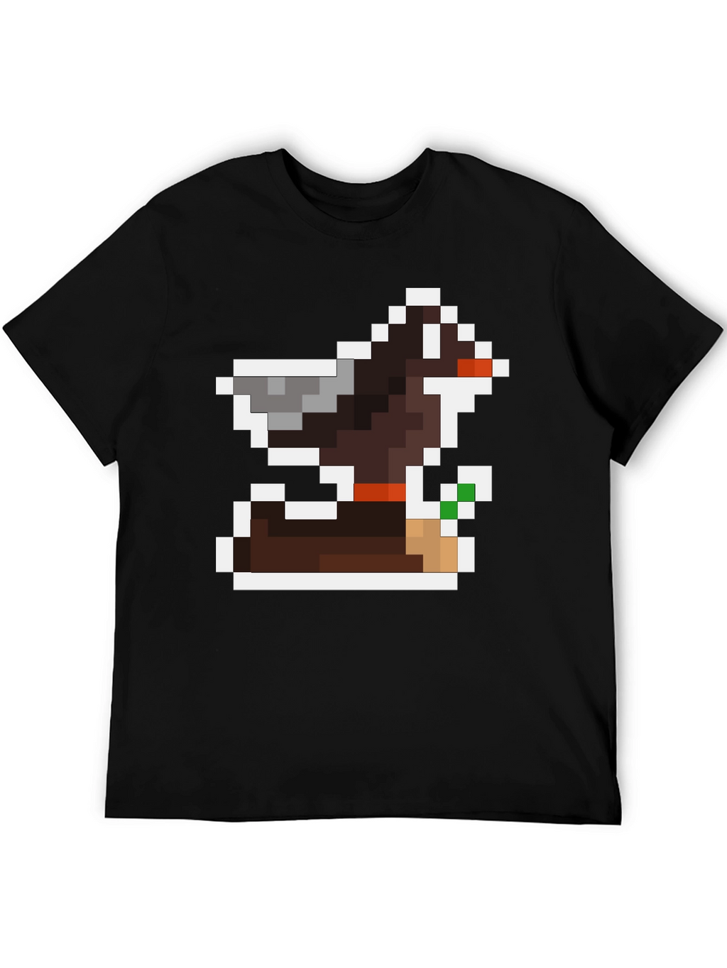 Pixel Art Dog Black T-Shirt