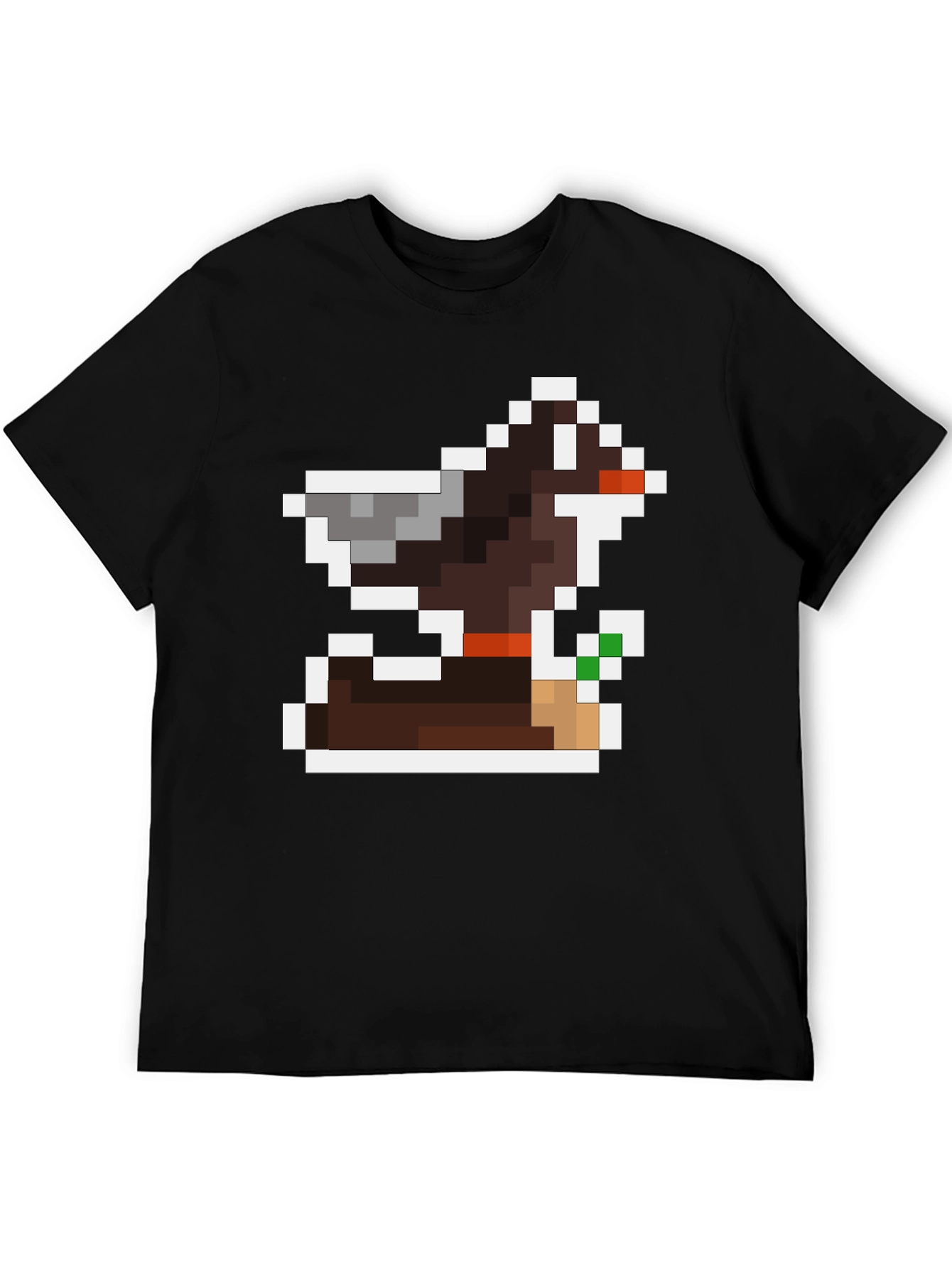 Pixel Art Dog Black T-Shirt