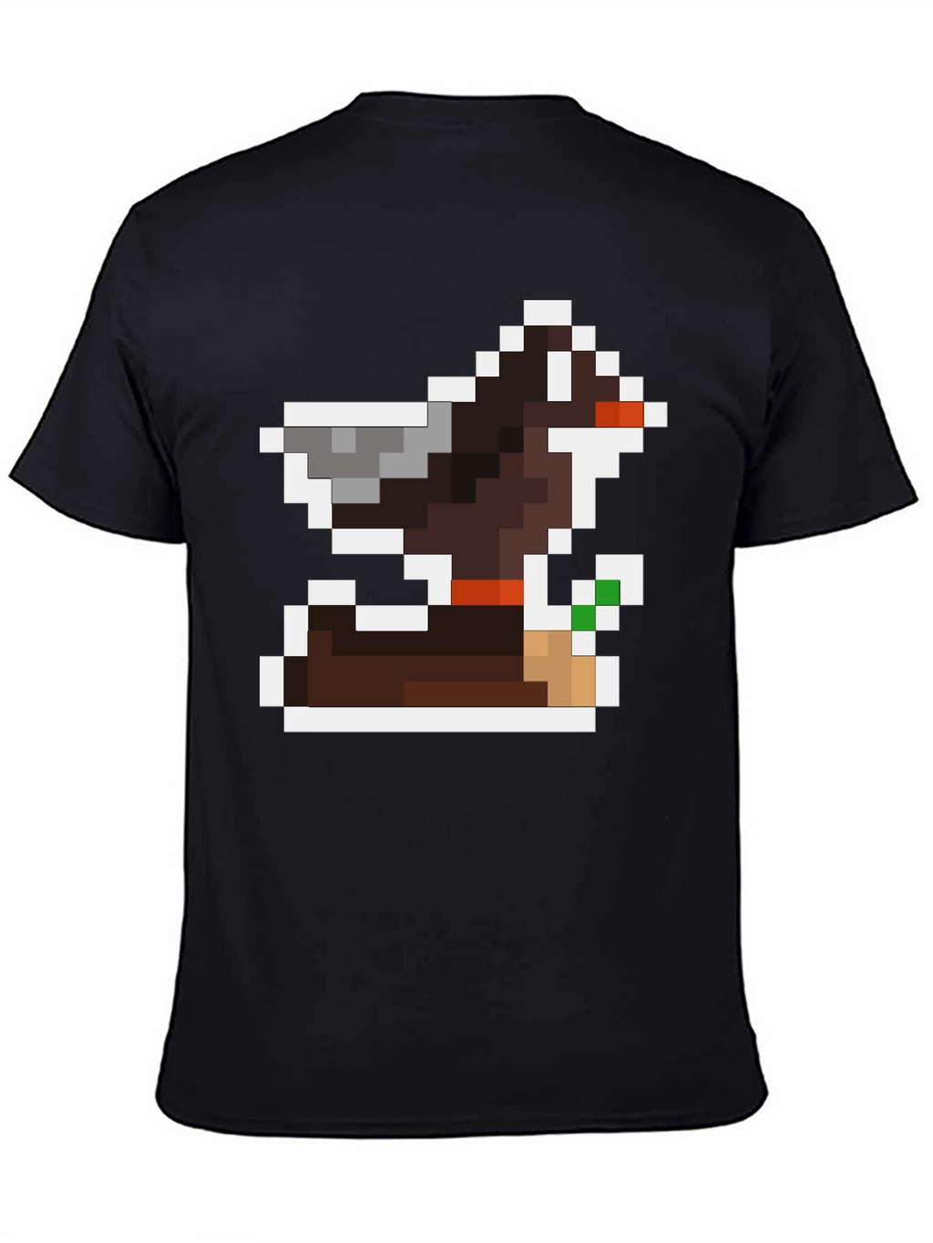 Pixel Art Dog Black T-Shirt
